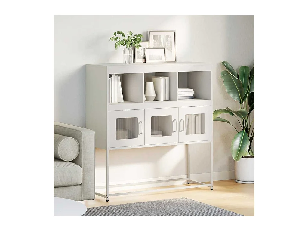 Buffet | Bahut | Meuble de rangement blanc 100,5x39x107 cm acier laminé à froid