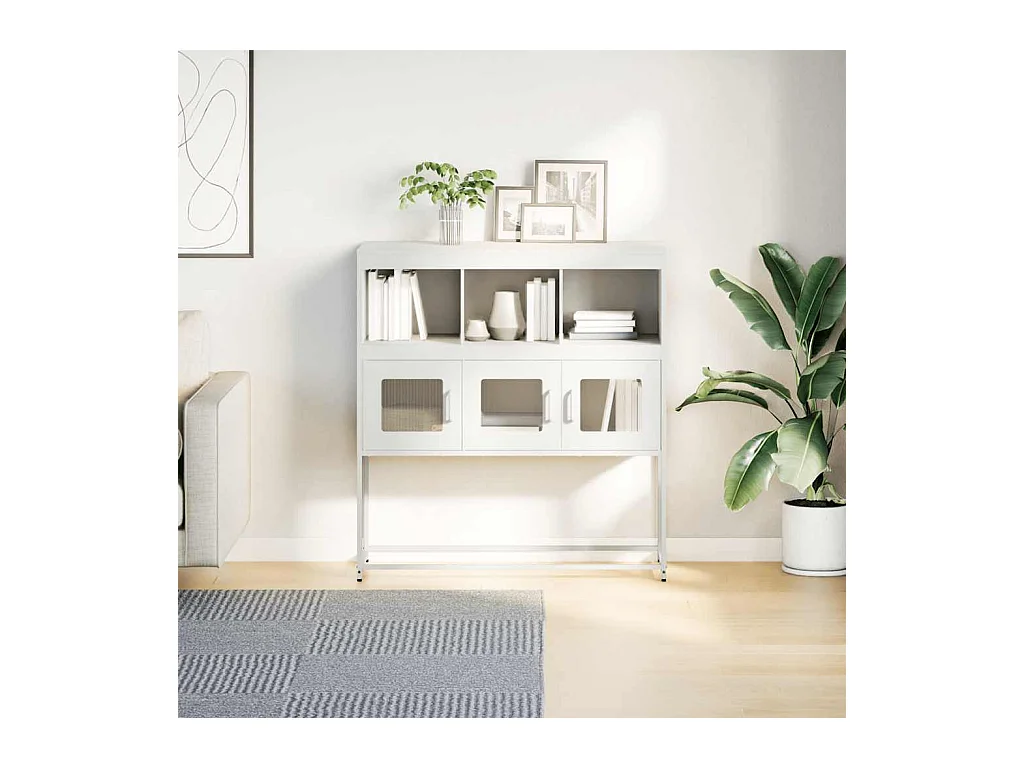 Buffet | Bahut | Meuble de rangement blanc 100,5x39x107 cm acier laminé à froid