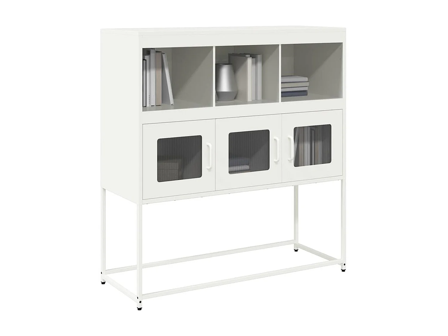 Credenza | Buffet | Armadio Bianca 100,5x39x107 cm in Acciaio Laminato a Freddo