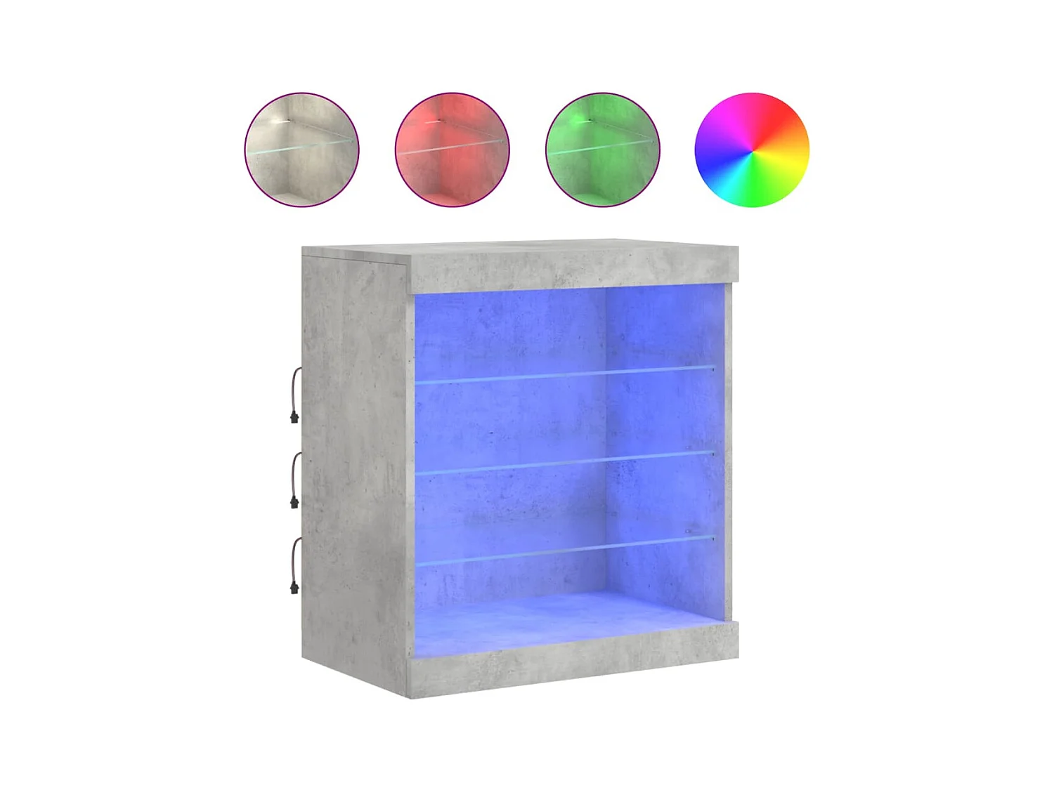 Buffet | Bahut | Meuble de rangement avec lumières LED gris béton 60,5x37x67 cm