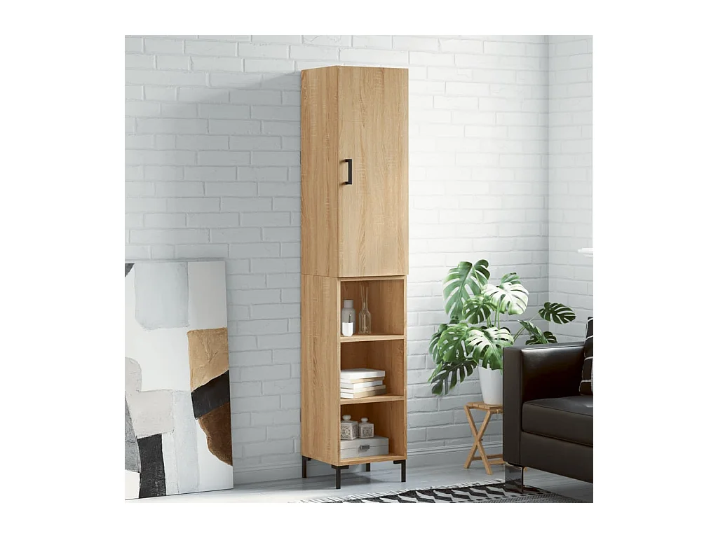 Buffet | Bahut | Meuble de rangement haut Chêne sonoma 34,5x34x180 cm Bois d'ingénierie