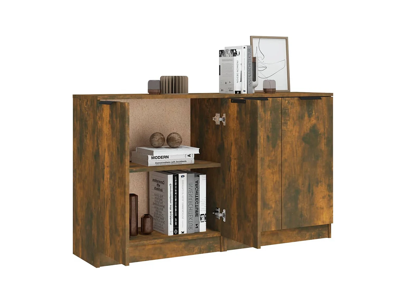 Buffets | Bahuts | Meuble de rangement 2 pcs Chêne fumé 60x30x70 cm Bois d'ingénierie