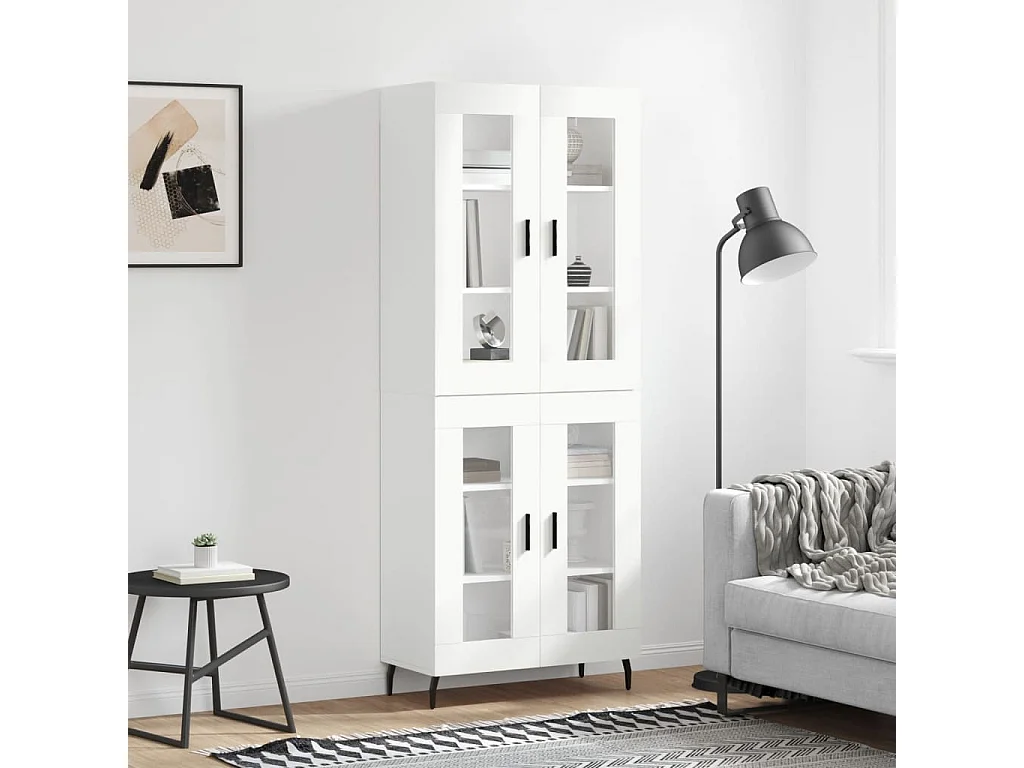 Credenza | Buffet | Armadio Bianca 69,5x34x180 cm in Legno Multistrato