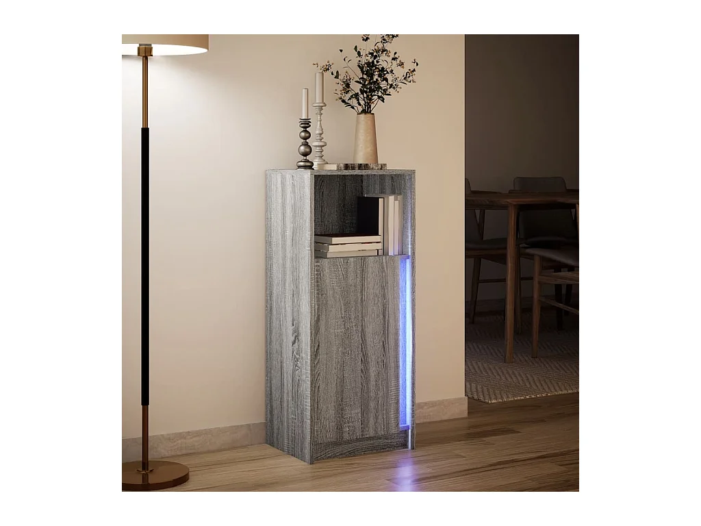 Buffet | Bahut | Meuble de rangement avec LED sonoma gris 42,5x34x100 cm bois d'ingénierie