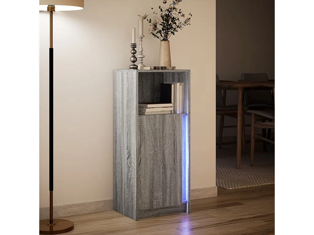 Buffet | Bahut | Meuble de rangement avec LED sonoma gris 42,5x34x100 cm bois d'ingénierie