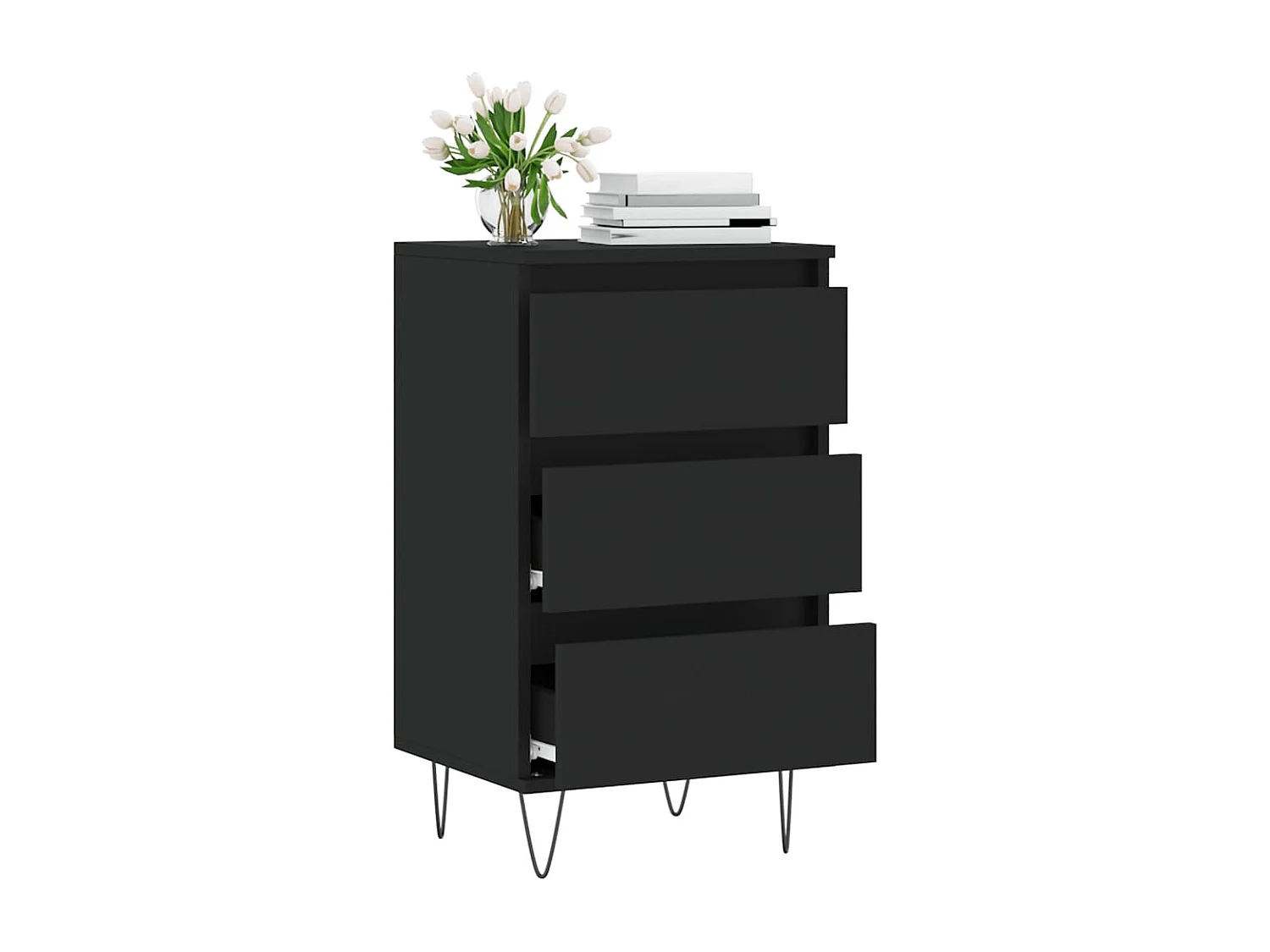 Buffet | Bahut | Meuble de rangement noir 40x35x70 cm bois d’ingénierie