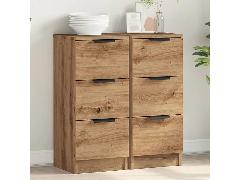 Buffets | Bahuts | Meuble de rangement 2 pcs chêne artisanal 30x30x70 cm bois d'ingénierie