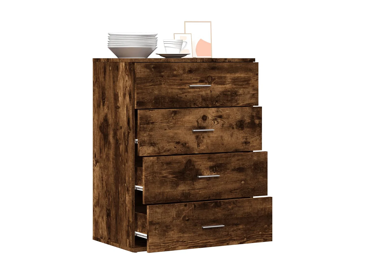 Buffet | Bahut | Meuble de rangement chêne fumé 60x39x80 cm bois d'ingénierie