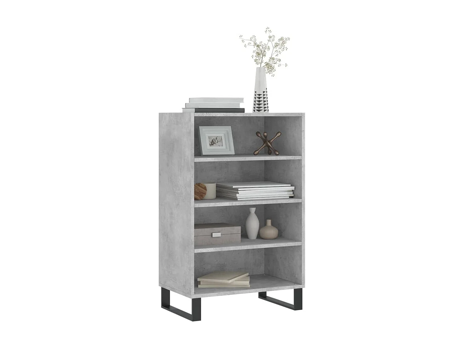 Buffet | Bahut | Meuble de rangement haut gris béton 57x35x90 cm bois d'ingénierie