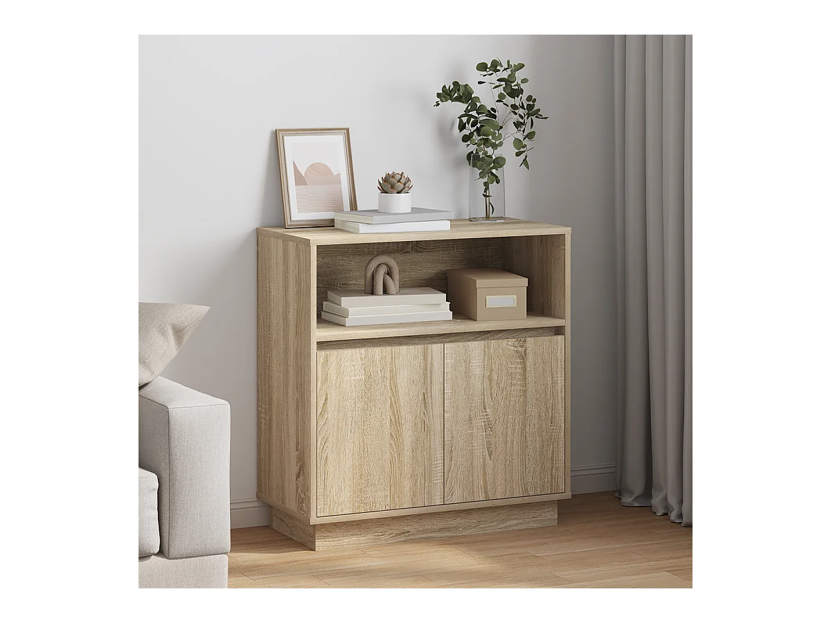 Credenza | Mobile | Armadio TV con LED Rovere Sonoma 71x34,5x75 cm Legno ingegnerizzato