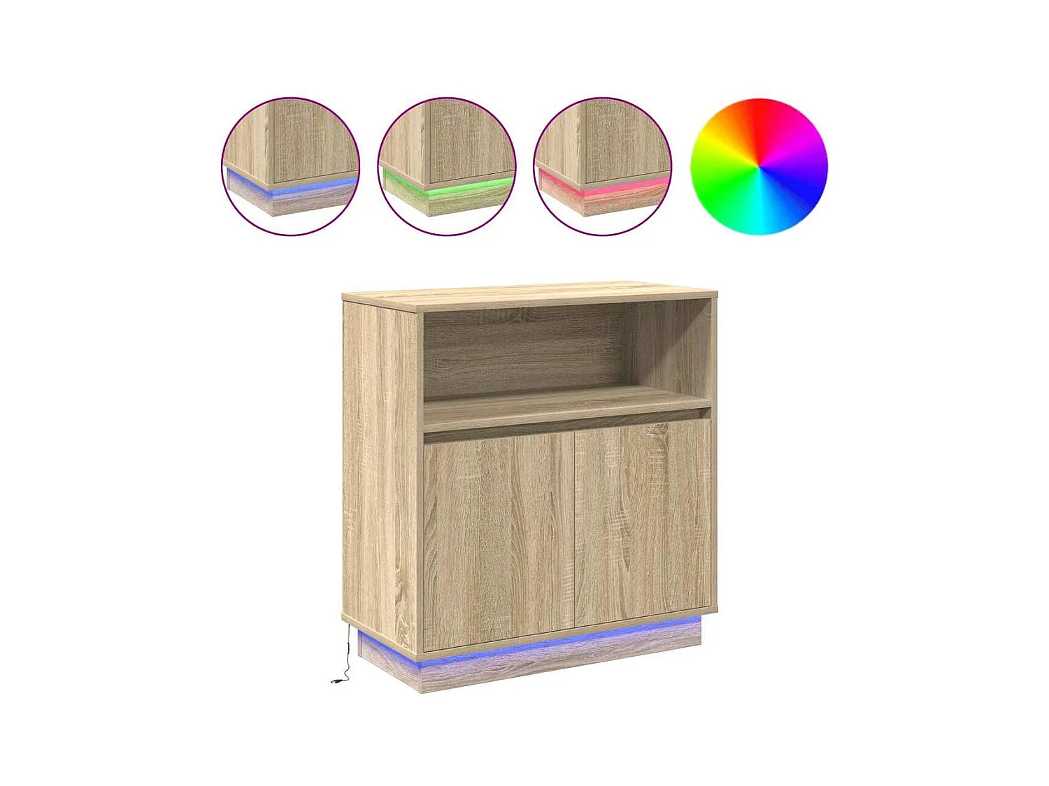 Credenza | Mobile | Armadio TV con LED Rovere Sonoma 71x34,5x75 cm Legno ingegnerizzato