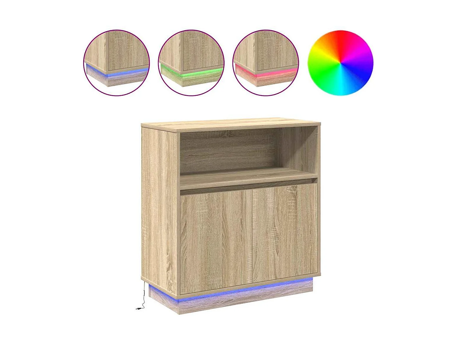 Buffet | Bahut | Meuble de rangement avec LED Chêne Sonoma 71x34,5x75 cm Bois reconstitué