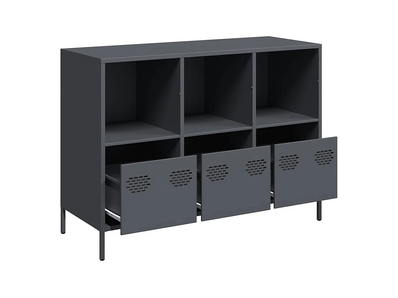 Credenza | Buffet | Armadio Antracite 101,5x39x73,5cm in Acciaio Laminato a Freddo