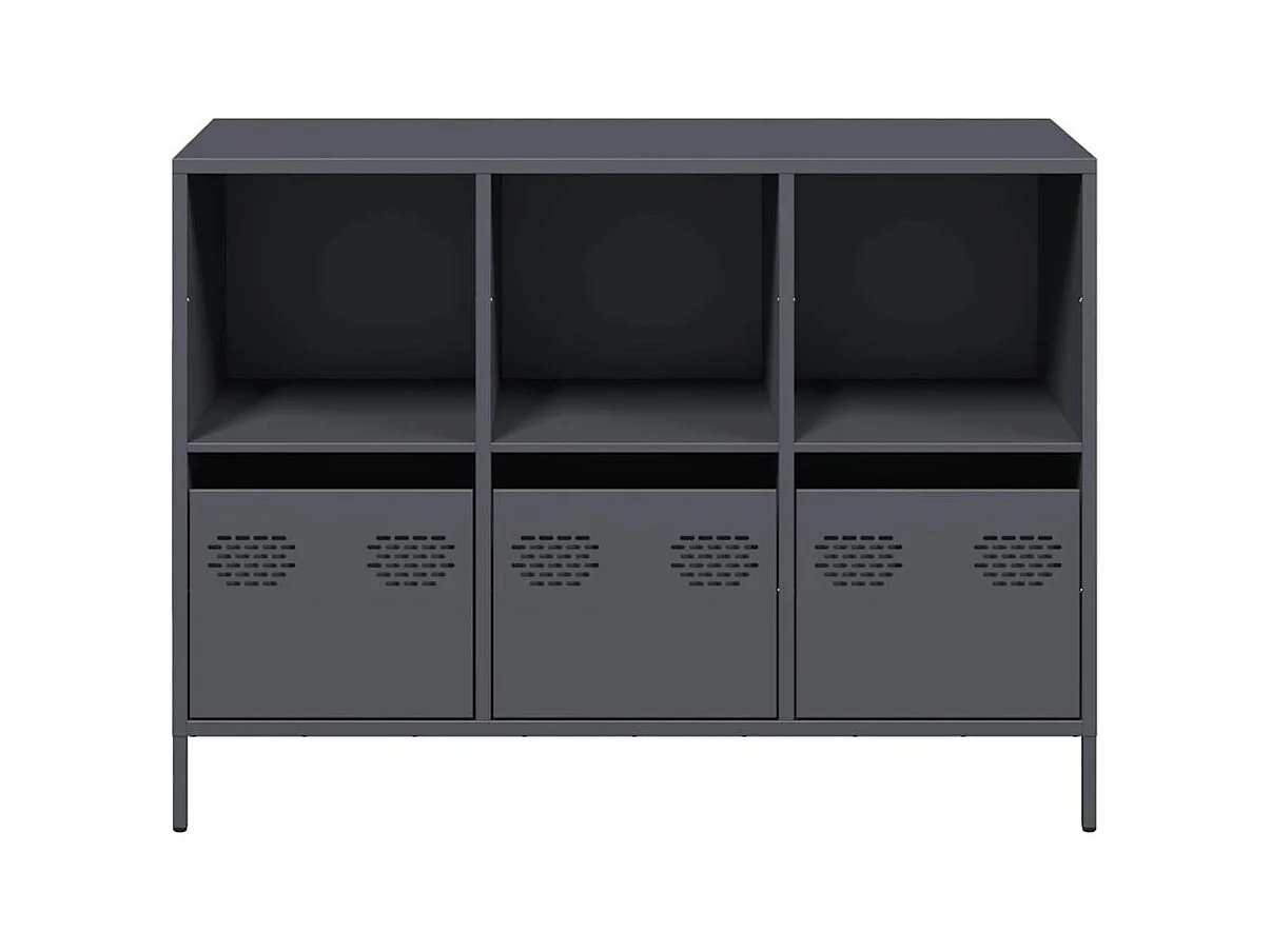 Credenza | Buffet | Armadio Antracite 101,5x39x73,5cm in Acciaio Laminato a Freddo