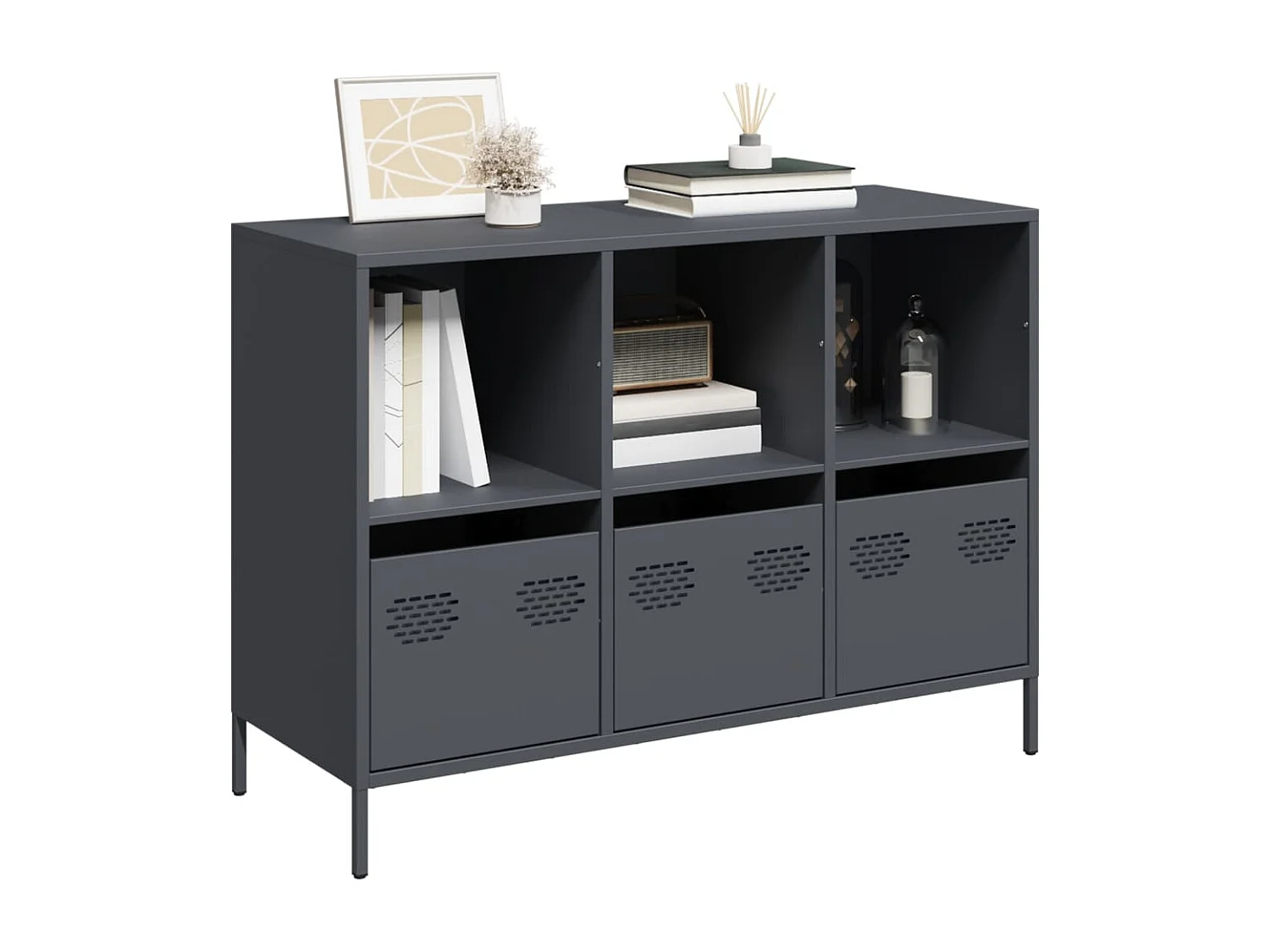 Buffet | Commode à tiroir | Meuble de rangement anthracite 101,5x39x73,5 cm acier laminé à froid