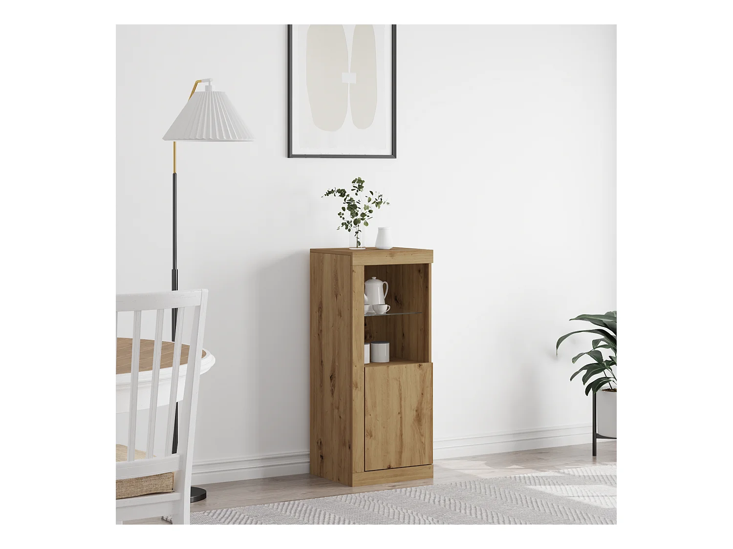 Buffet | Bahut | Meuble de rangement avec lumières LED Chêne artisanal 41x37x100 cm