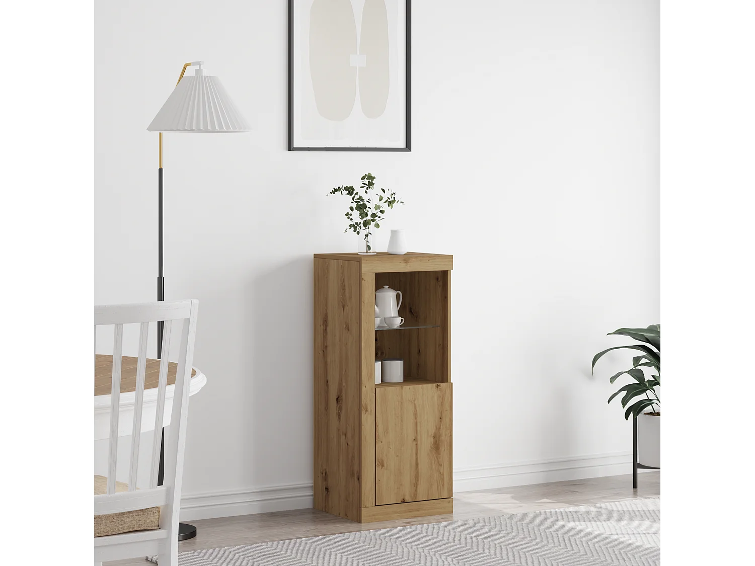 Buffet | Bahut | Meuble de rangement avec lumières LED Chêne artisanal 41x37x100 cm