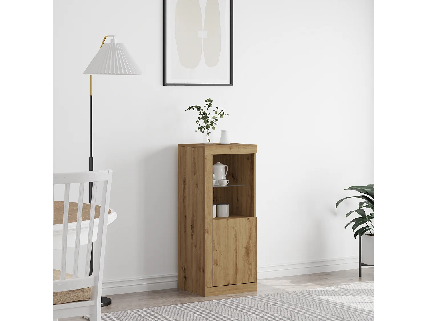 Buffet | Bahut | Meuble de rangement avec lumières LED Chêne artisanal 41x37x100 cm