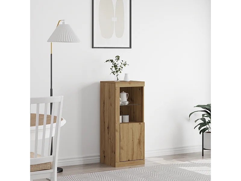 Buffet | Bahut | Meuble de rangement avec lumières LED Chêne artisanal 41x37x100 cm