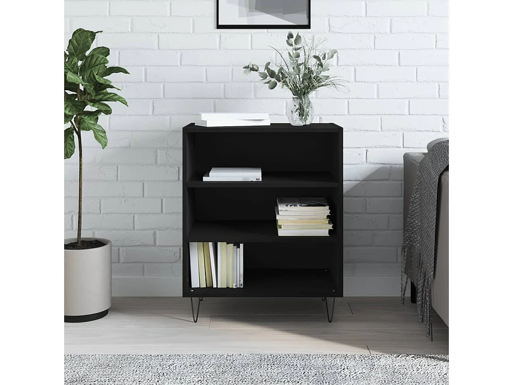 Buffet | Bahut | Meuble de rangement noir 57x35x70 cm bois d’ingénierie