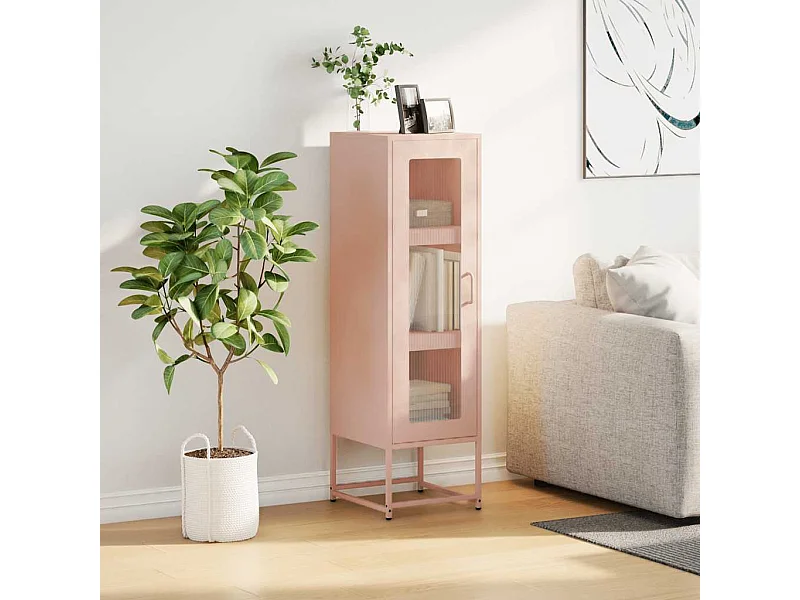 Credenza | Buffet | Armadio Rosa 36x39x123 cm Acciaio Laminato a Freddo