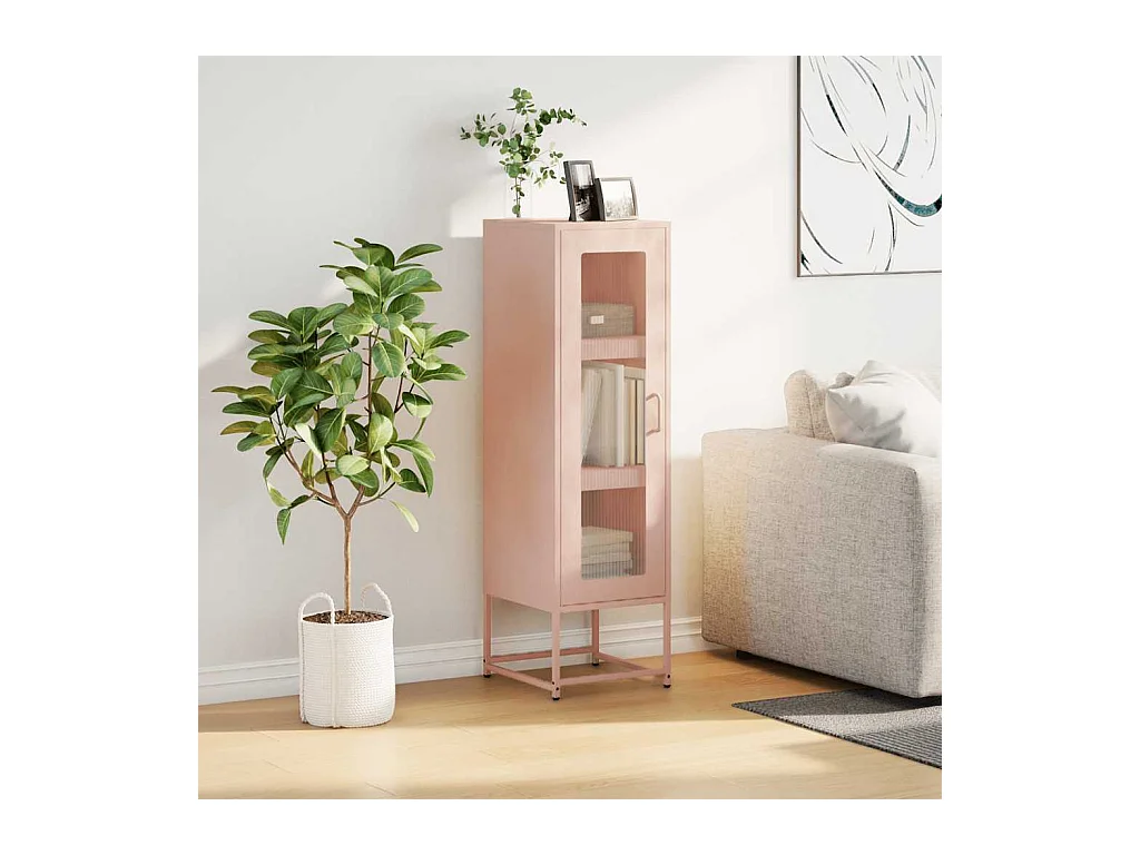 Buffet | Bahut | Meuble de rangement haut rose 36x39x123 cm acier laminé à froid