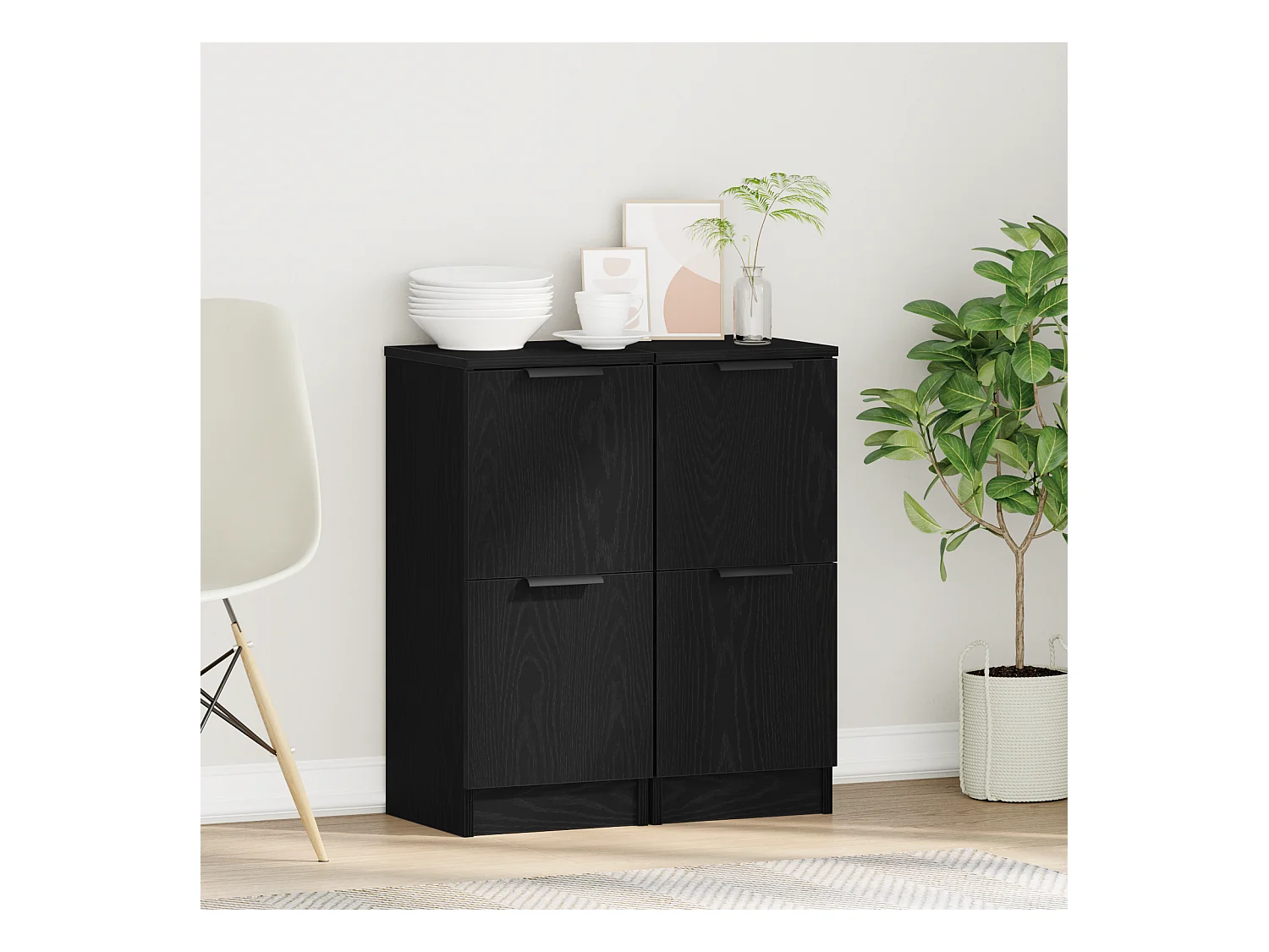 Buffets | Bahuts | Meuble de rangement 2 pcs en Chêne Noir, 30x30x70 cm, Fabriqué en Bois d'Ingénierie
