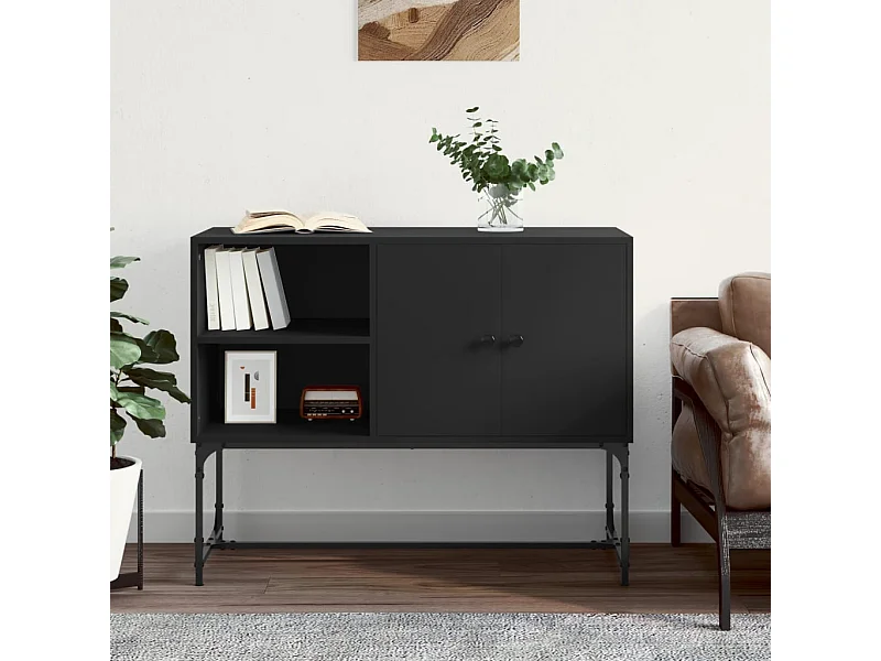 Buffet | Bahut | Meuble de rangement noir 100x40x79,5 cm bois d'ingénierie