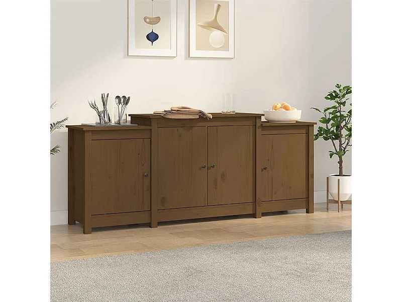 Credenza | Buffet | Armadio Marrone ambra 164x37x68 cm in Legno Massello di Pino