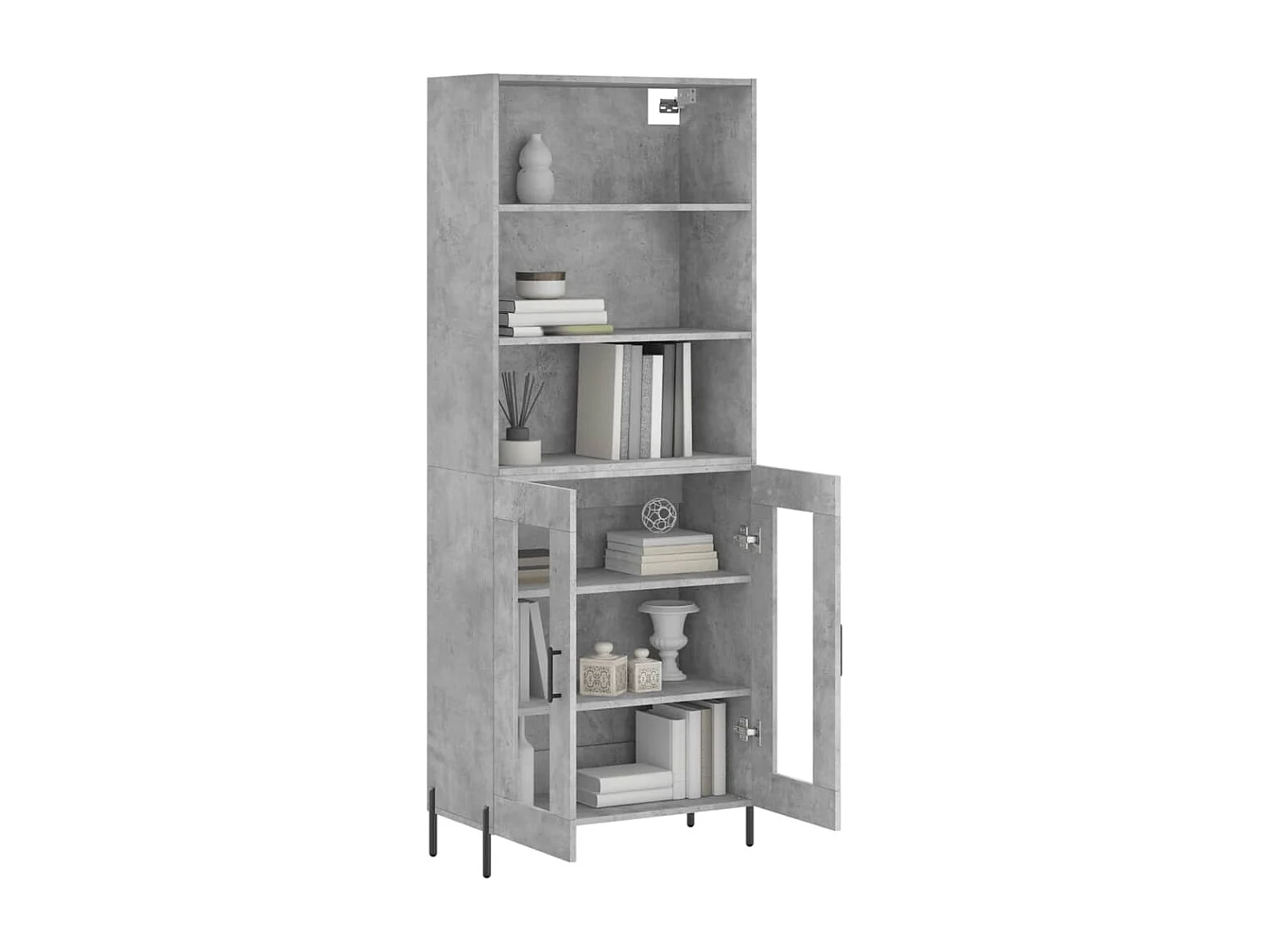 Credenza | Buffet | Armadio Grigio Cemento 69,5x34x180 cm in Legno Multistrato
