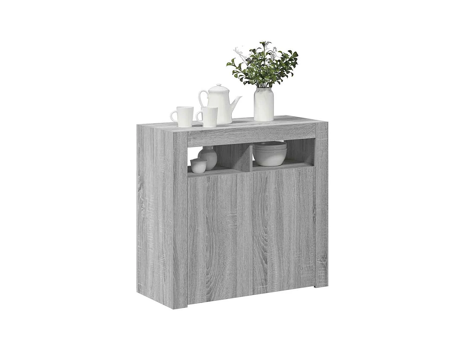 Buffet | Bahut | Meuble de rangement avec lumières LED sonoma gris 80x35x75 cm