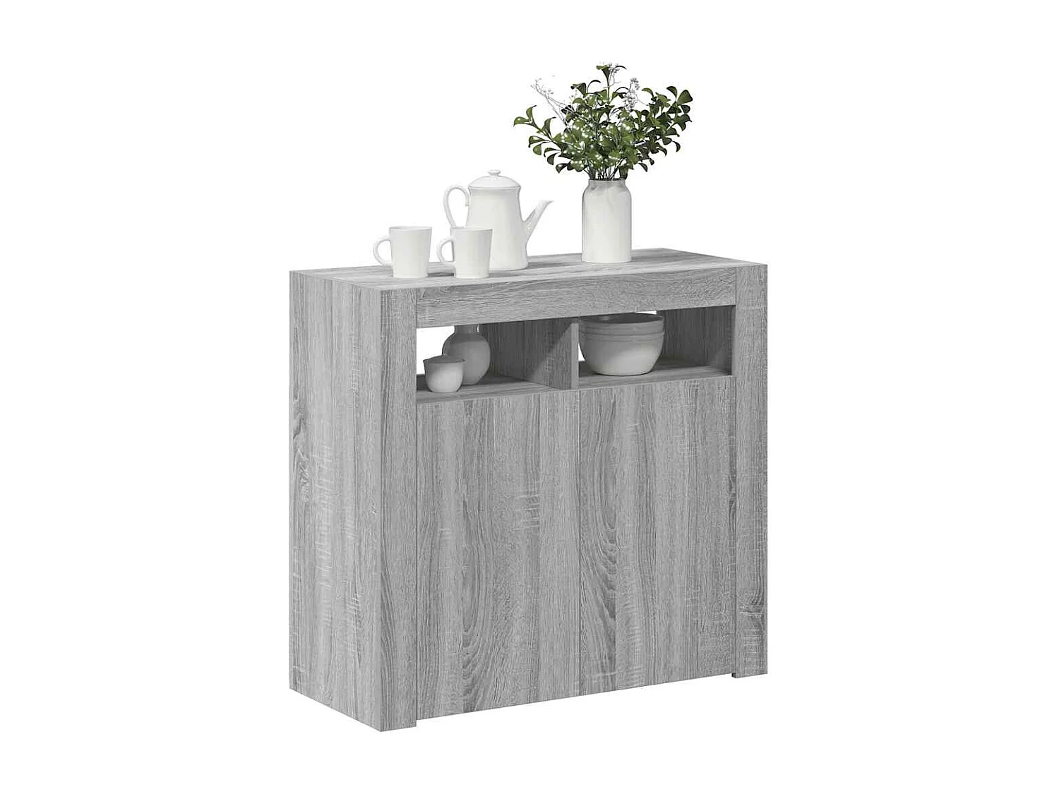 Buffet | Bahut | Meuble de rangement avec lumières LED sonoma gris 80x35x75 cm