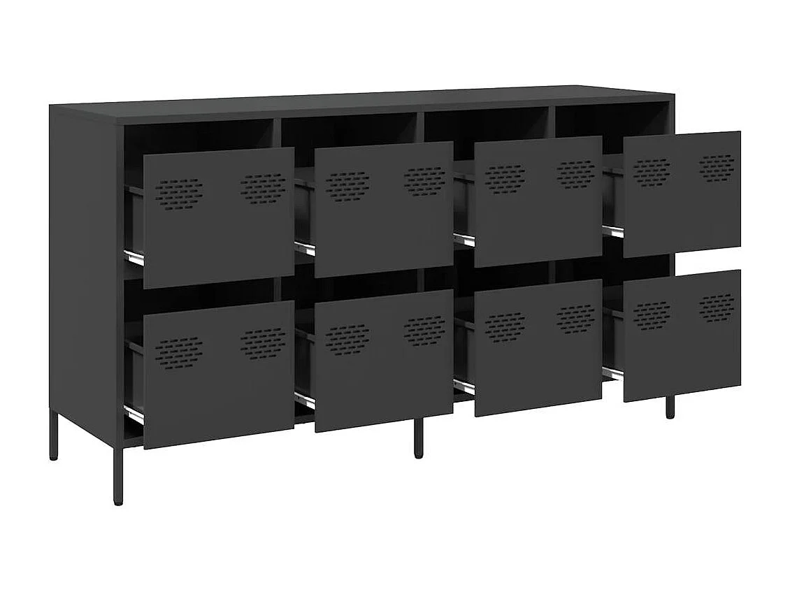 Credenza | Buffet | Armadio Nera 135x39x73,5 cm in Acciaio Laminato a Freddo