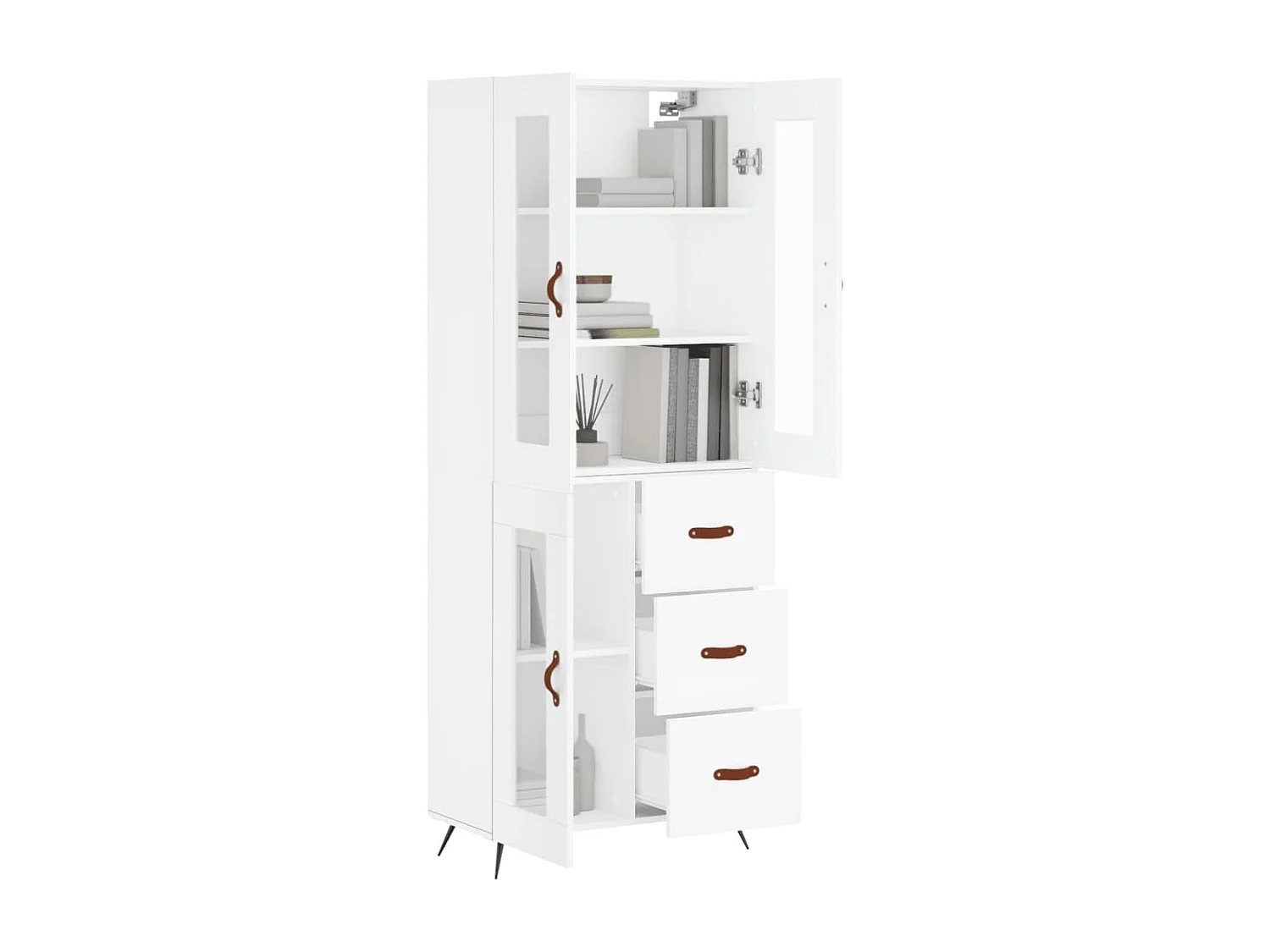 Buffet | Bahut | Meuble de rangement haut Blanc 69,5x34x180 cm Bois d'ingénierie