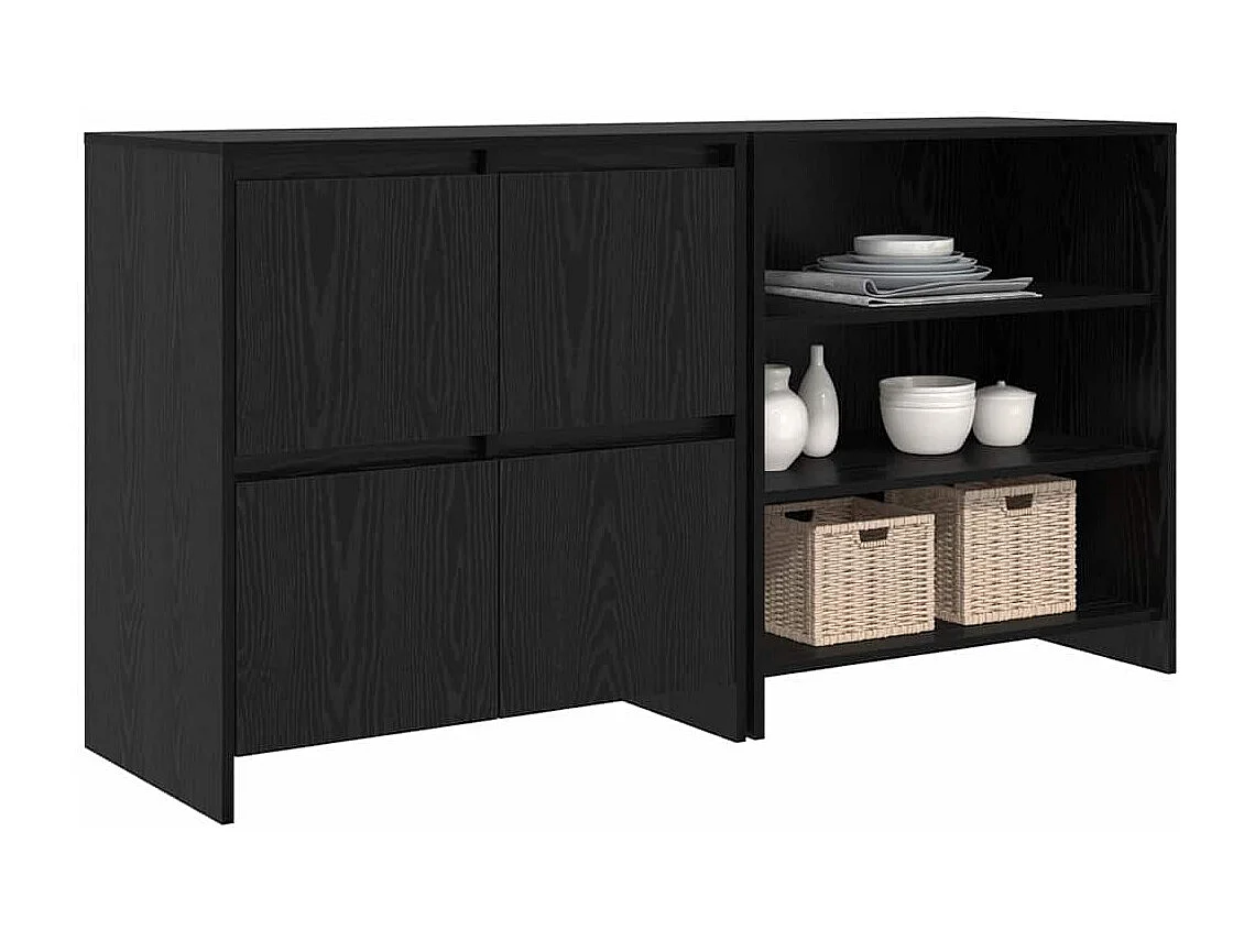 Buffet | Bahut | Meuble de rangement 2 pcs Chêne noir 70 x 41 x 75 cm Bois d'ingénierie