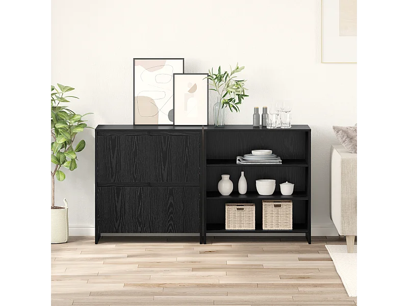 Buffet | Bahut | Meuble de rangement 2 pcs Chêne noir 70 x 41 x 75 cm Bois d'ingénierie