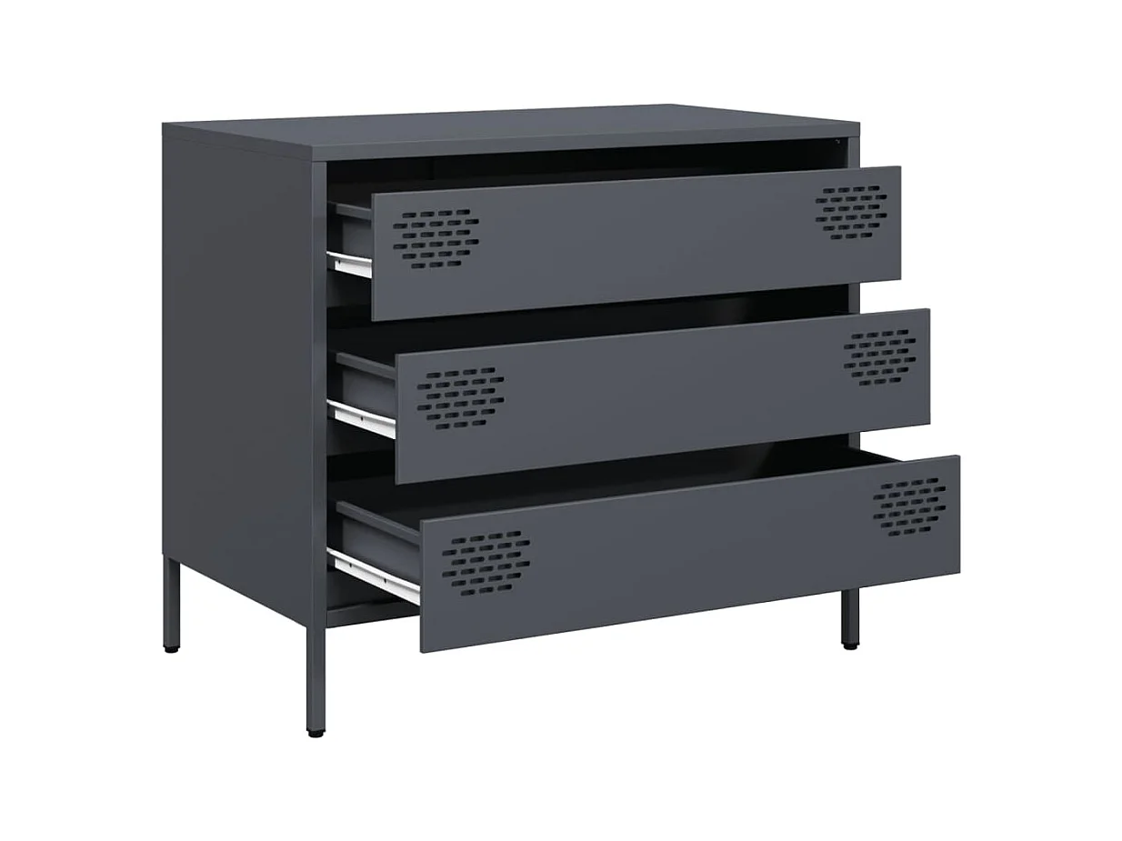Buffet | Commode à tiroir | Meuble de rangement anthracite 68x39x58,5 cm acier laminé à froid