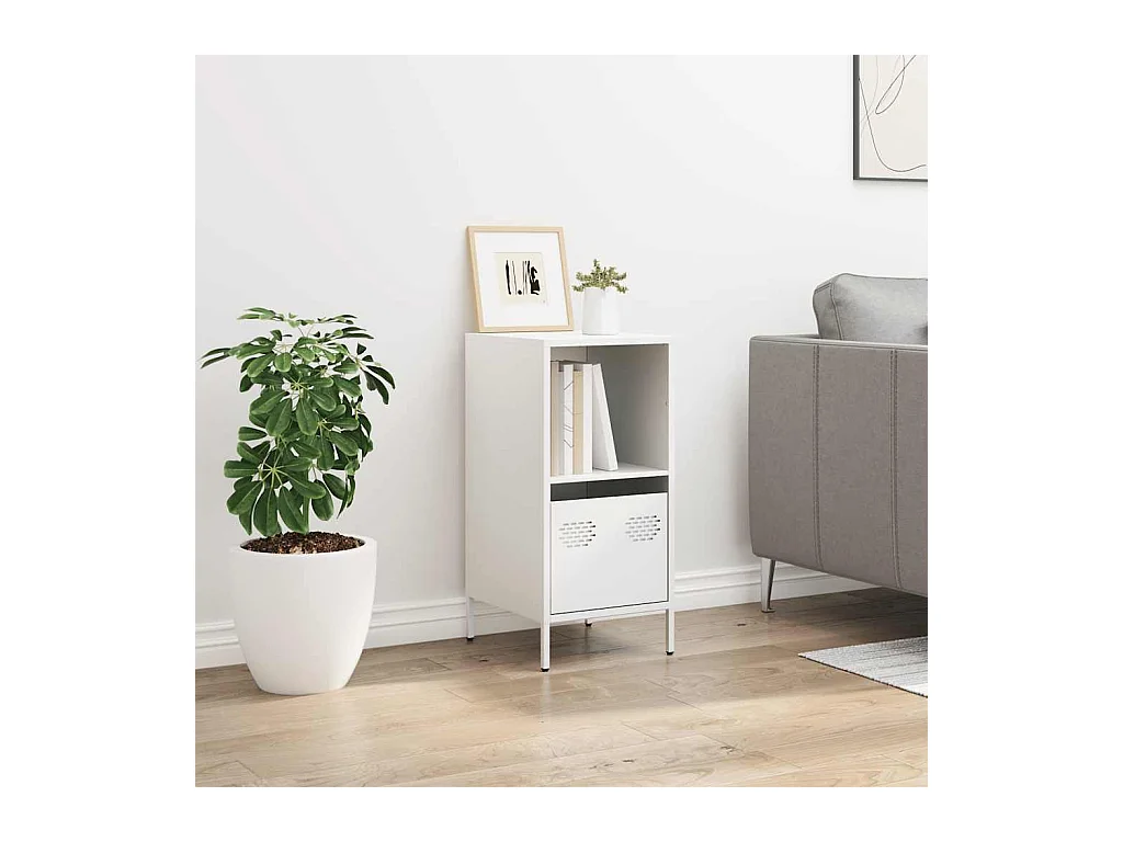 Buffet | Commode à tiroir | Meuble de rangement blanc 35x39x73,5 cm acier laminé à froid