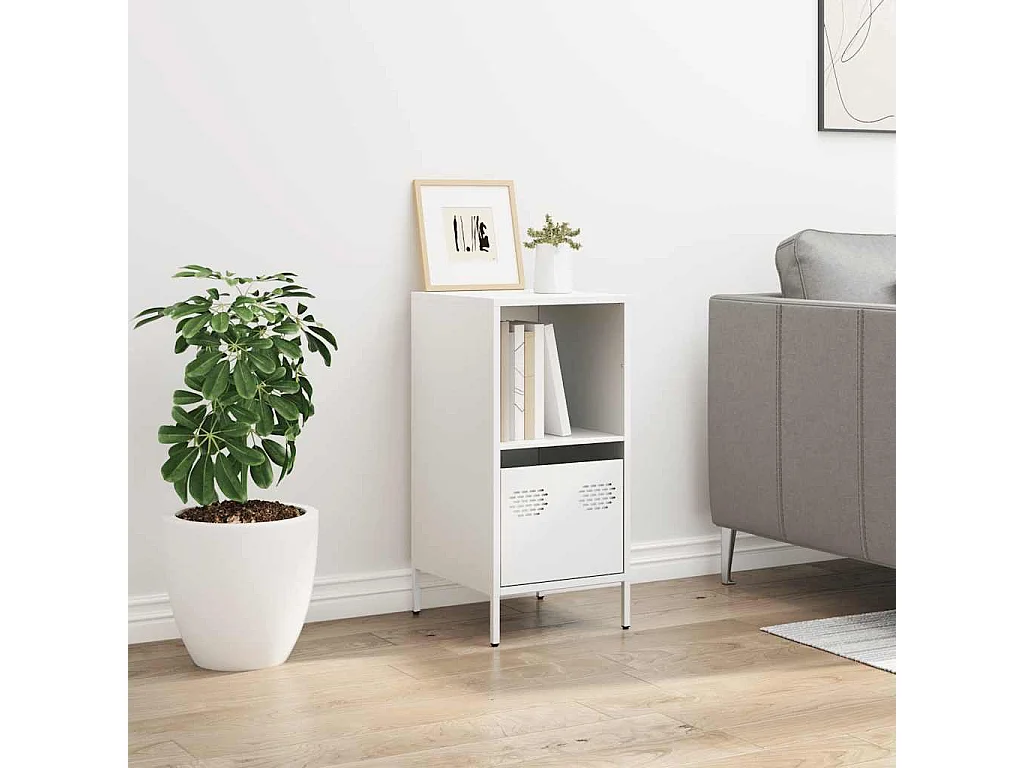 Credenza | Buffet | Armadio Bianca 35x39x73,5 cm in Acciaio Laminato a Freddo