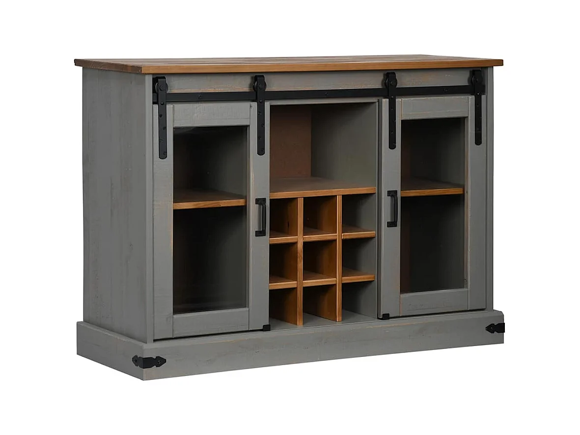 Credenza | Buffet | Armadio HALDEN 2 Ante Scorrevoli 112x40x80 cm Legno Massello