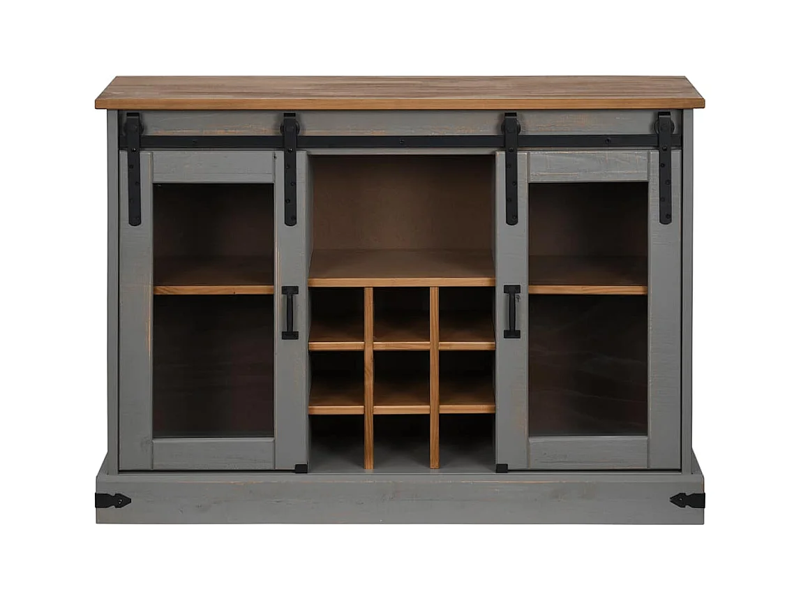 Credenza | Buffet | Armadio HALDEN 2 Ante Scorrevoli 112x40x80 cm Legno Massello