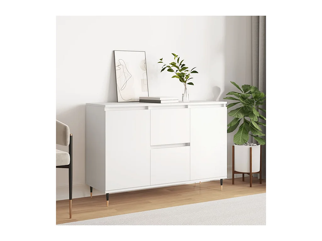 Credenza | Buffet | Armadio Bianca 104x35x70 cm in Legno Multistrato