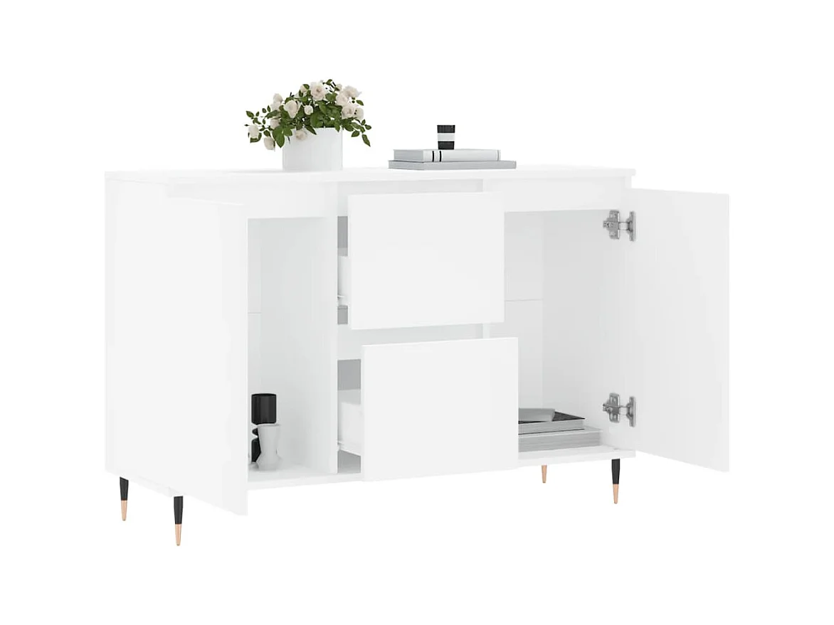 Credenza | Buffet | Armadio Bianca 104x35x70 cm in Legno Multistrato