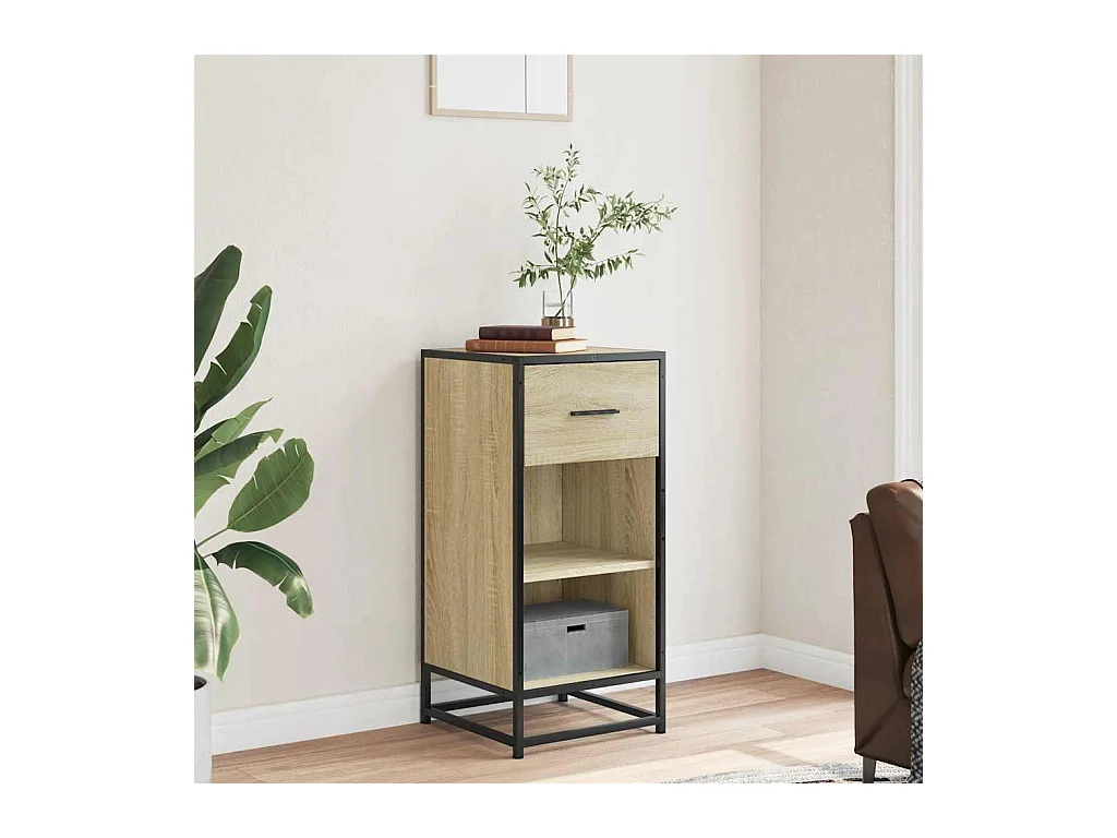 Buffet | Bahut | Meuble de rangement chêne sonoma 35,5x35x76 cm bois d'ingénierie et métal