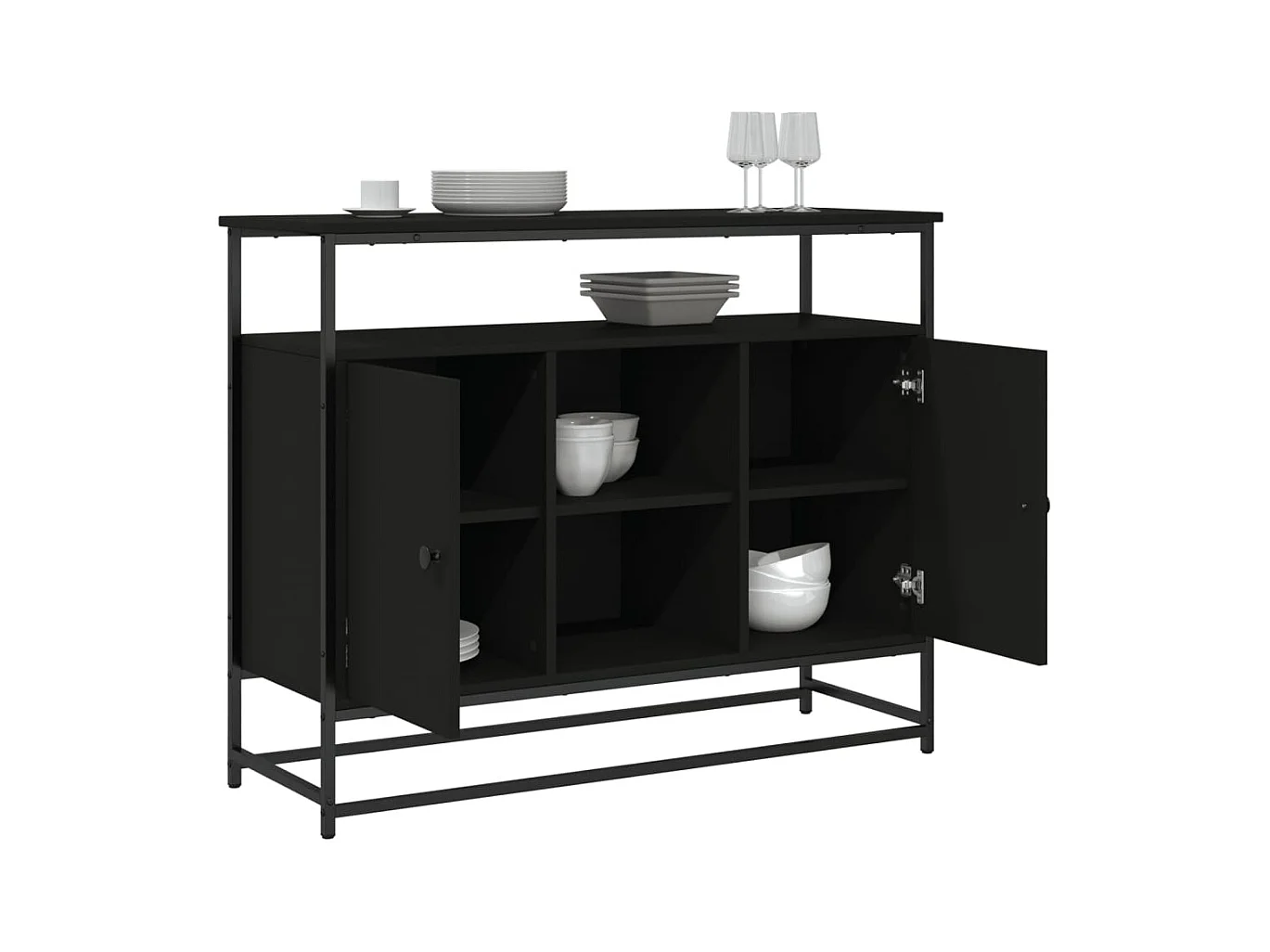 Buffet | Bahut | Meuble de rangement noir 100x35x80 cm bois d'ingénierie