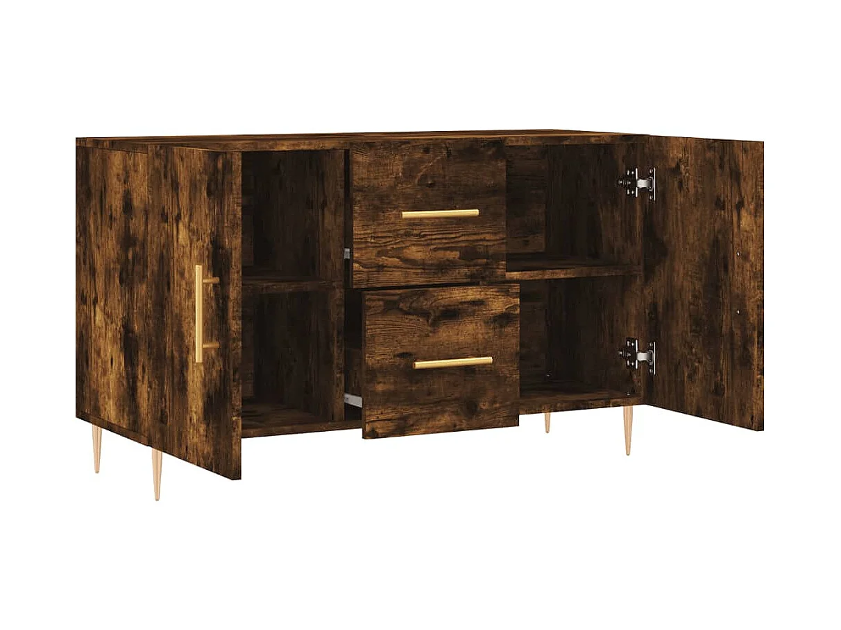 Buffet | Bahut | Meuble de rangement chêne fumé 100x36x60 cm bois d'ingénierie