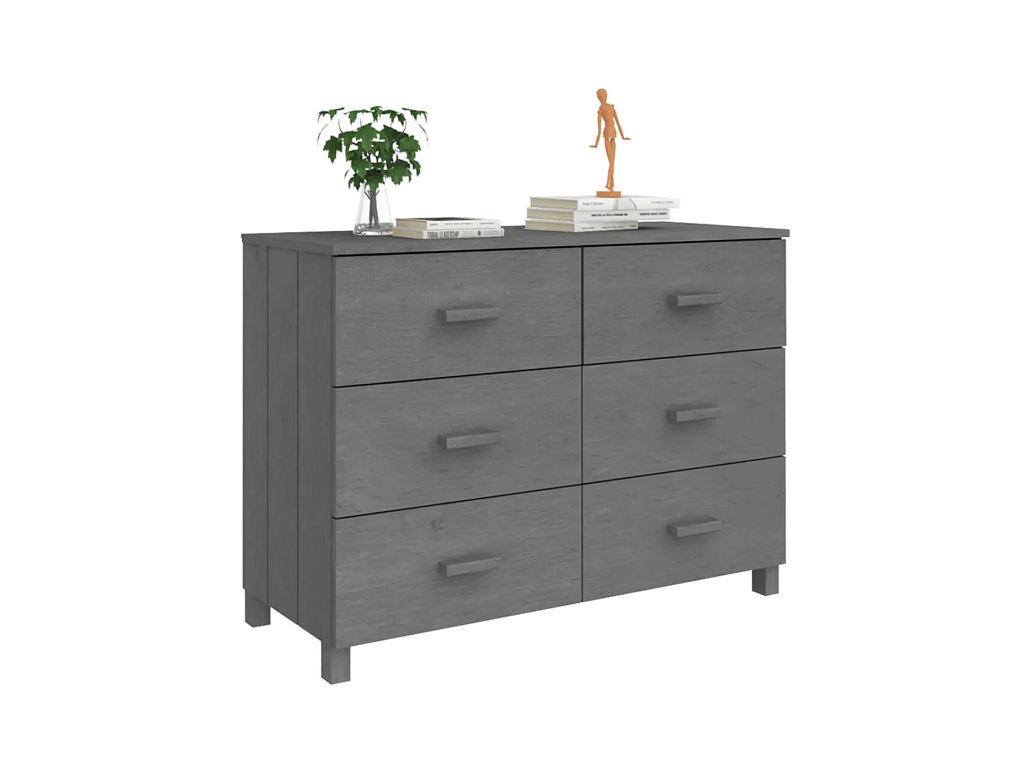 Credenza | Buffet | Armadio HAMAR Grigio Scuro 113x40x80 cm Legno Massello di Pino