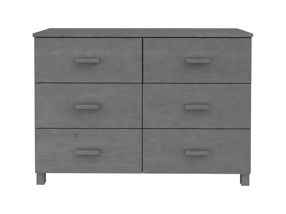Credenza | Buffet | Armadio HAMAR Grigio Scuro 113x40x80 cm Legno Massello di Pino