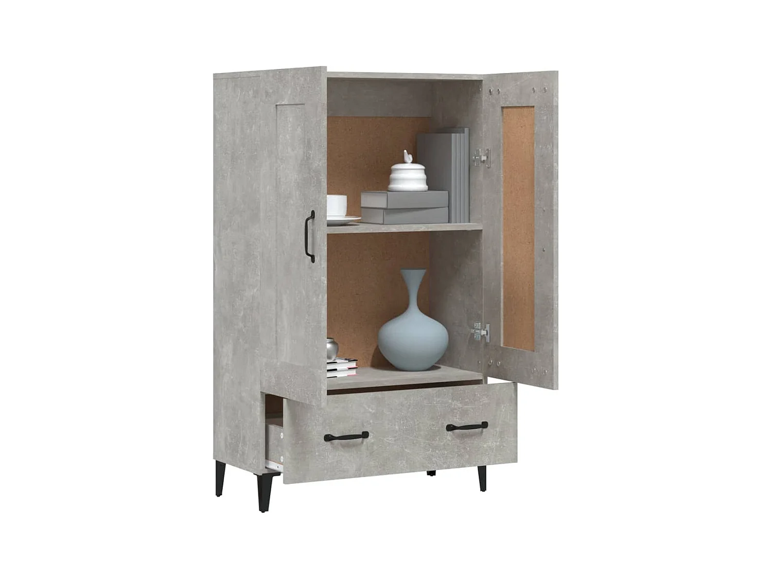 Credenza | Buffet | Armadio Grigio Cemento 70x31x115 cm in Legno Multistrato