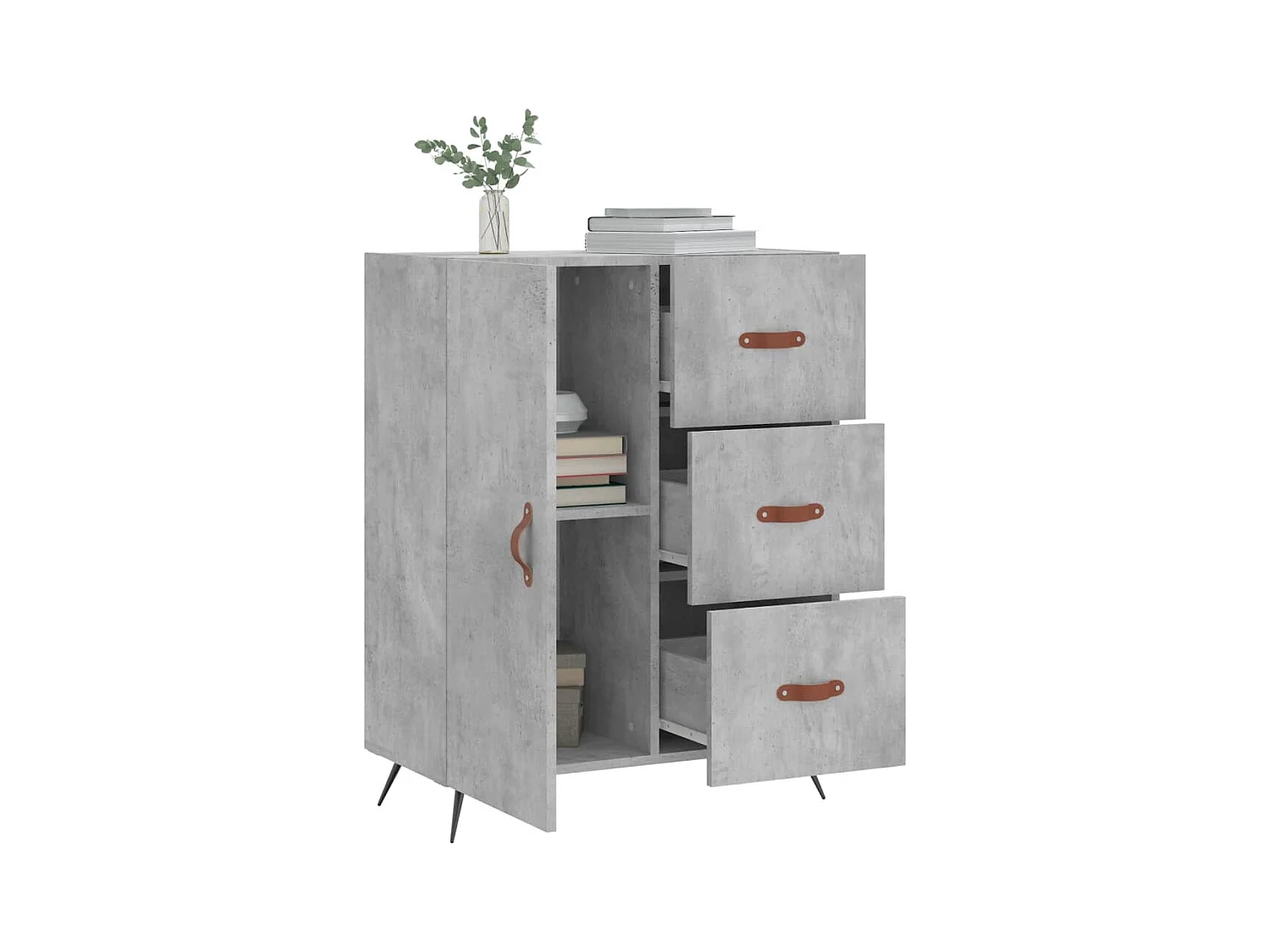 Buffet | Bahut | Meuble de rangement gris béton 69,5x34x90 cm bois d'ingénierie